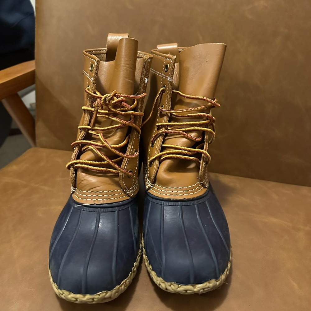 Brown and Blue Duck Boots